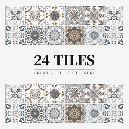 Vintage Waterproof Tile Stickers - Self-Adhesive, Easy to Clean