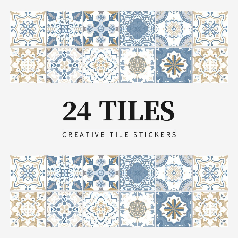 Vintage Waterproof Tile Stickers - Self-Adhesive, Easy to Clean