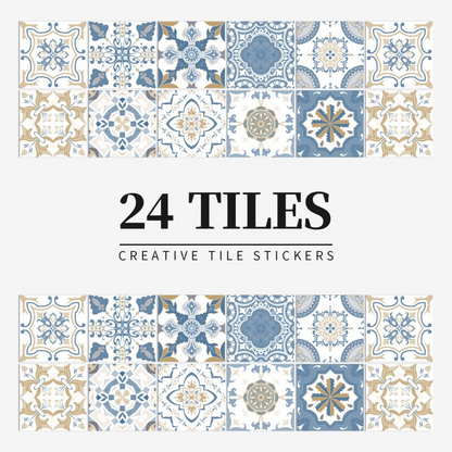 Vintage Waterproof Tile Stickers - Self-Adhesive, Easy to Clean