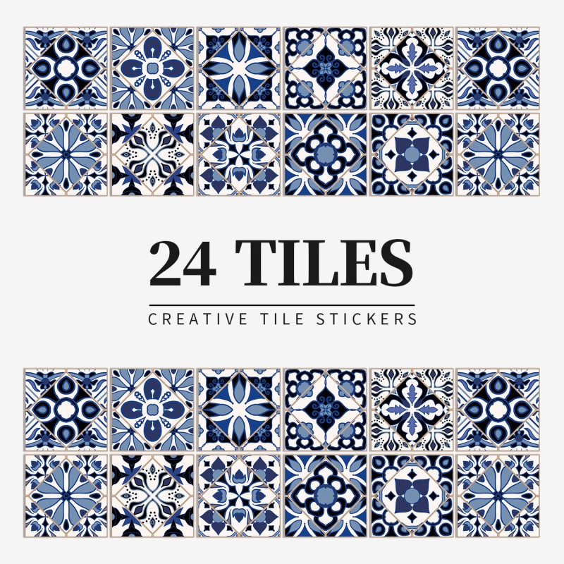 Vintage Waterproof Tile Stickers - Self-Adhesive, Easy to Clean