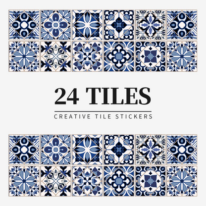 Vintage Waterproof Tile Stickers - Self-Adhesive, Easy to Clean