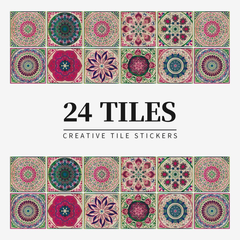 Vintage Waterproof Tile Stickers - Self-Adhesive, Easy to Clean