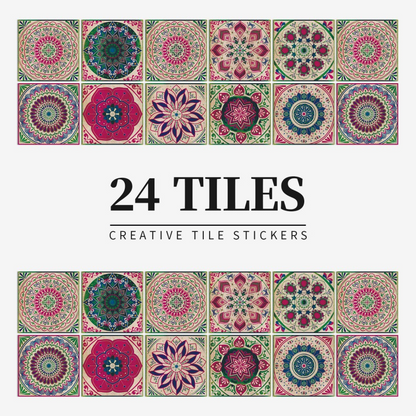 Vintage Waterproof Tile Stickers - Self-Adhesive, Easy to Clean