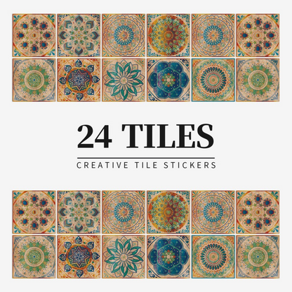 Vintage Waterproof Tile Stickers - Self-Adhesive, Easy to Clean
