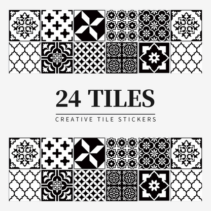 Vintage Waterproof Tile Stickers - Self-Adhesive, Easy to Clean