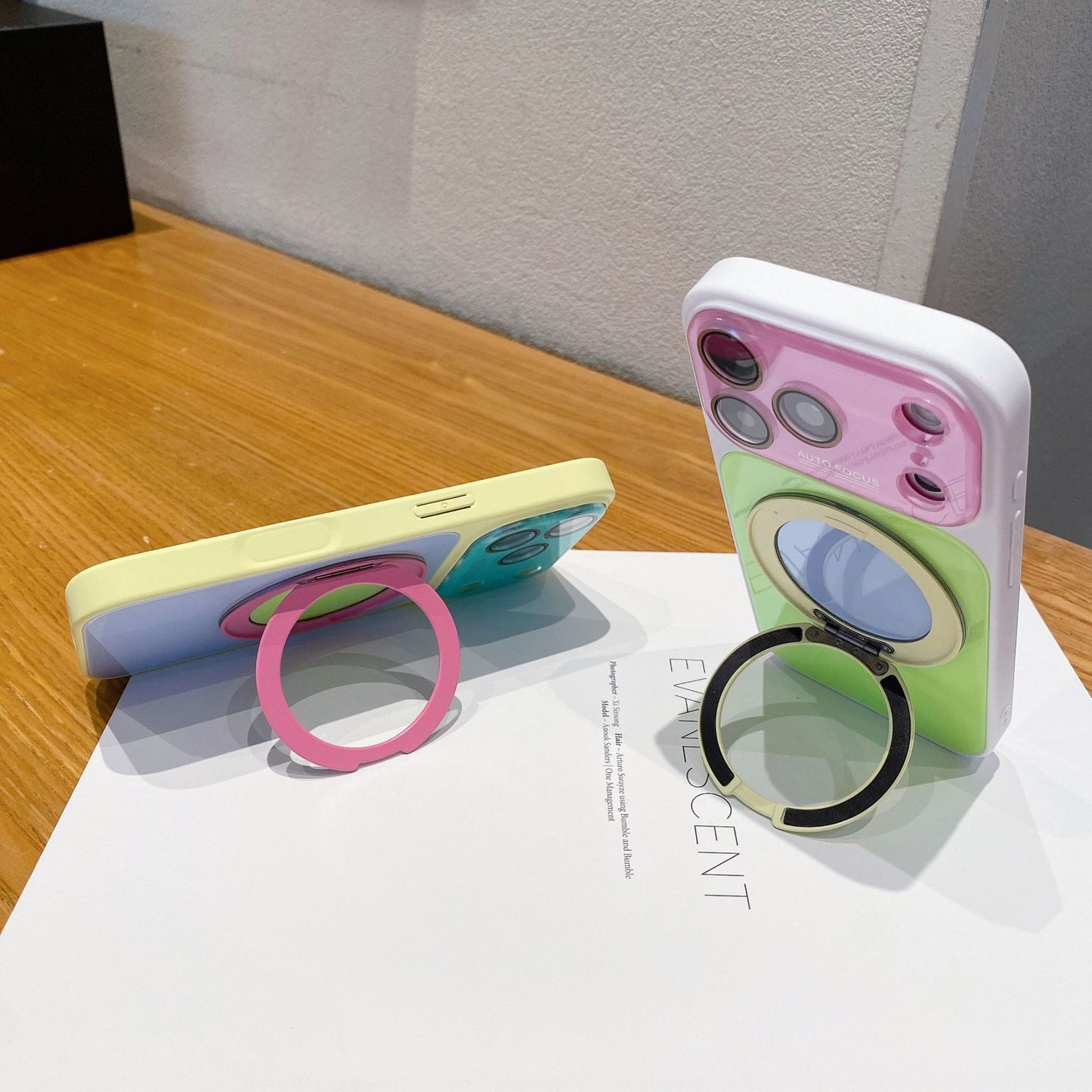 Dopamine Colorblock 360° Rotating Kickstand Magnetic Case for iPhone
