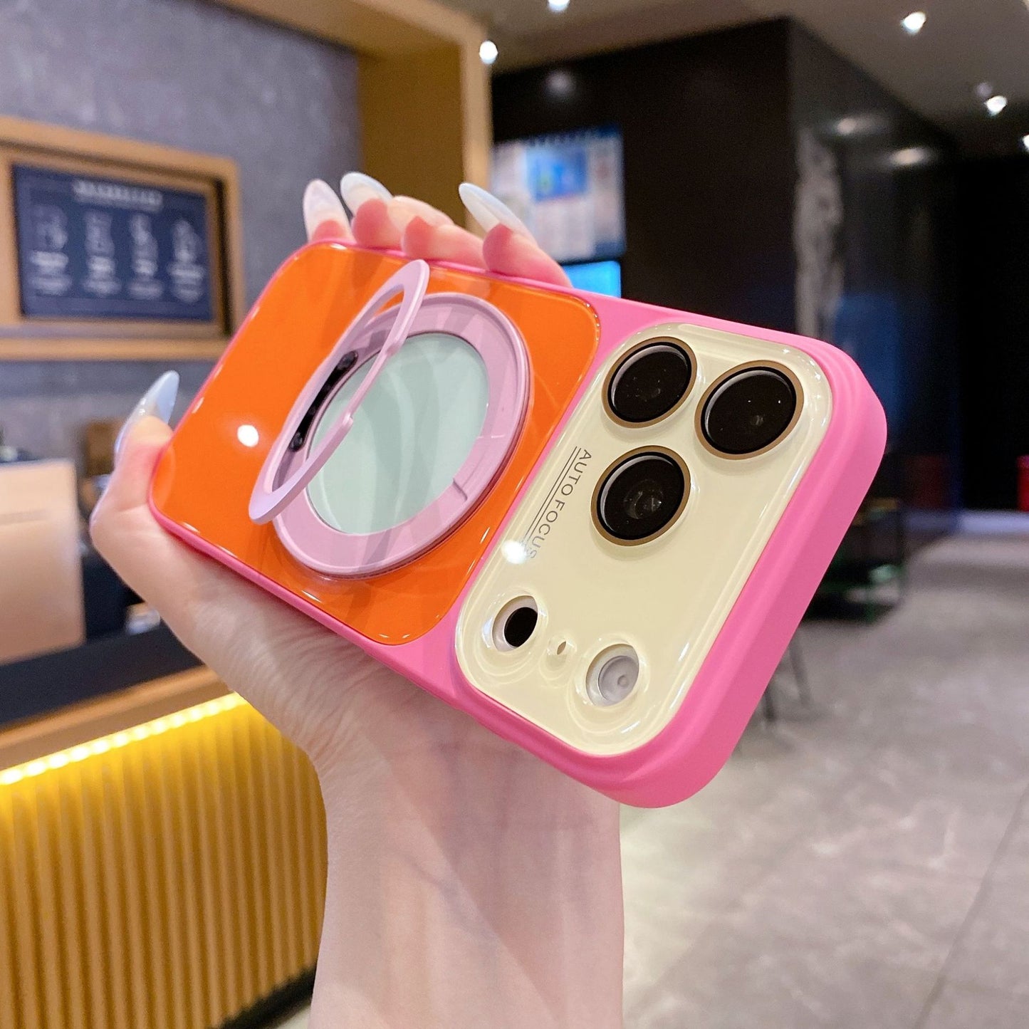 Dopamine Colorblock 360° Rotating Kickstand Magnetic Case for iPhone