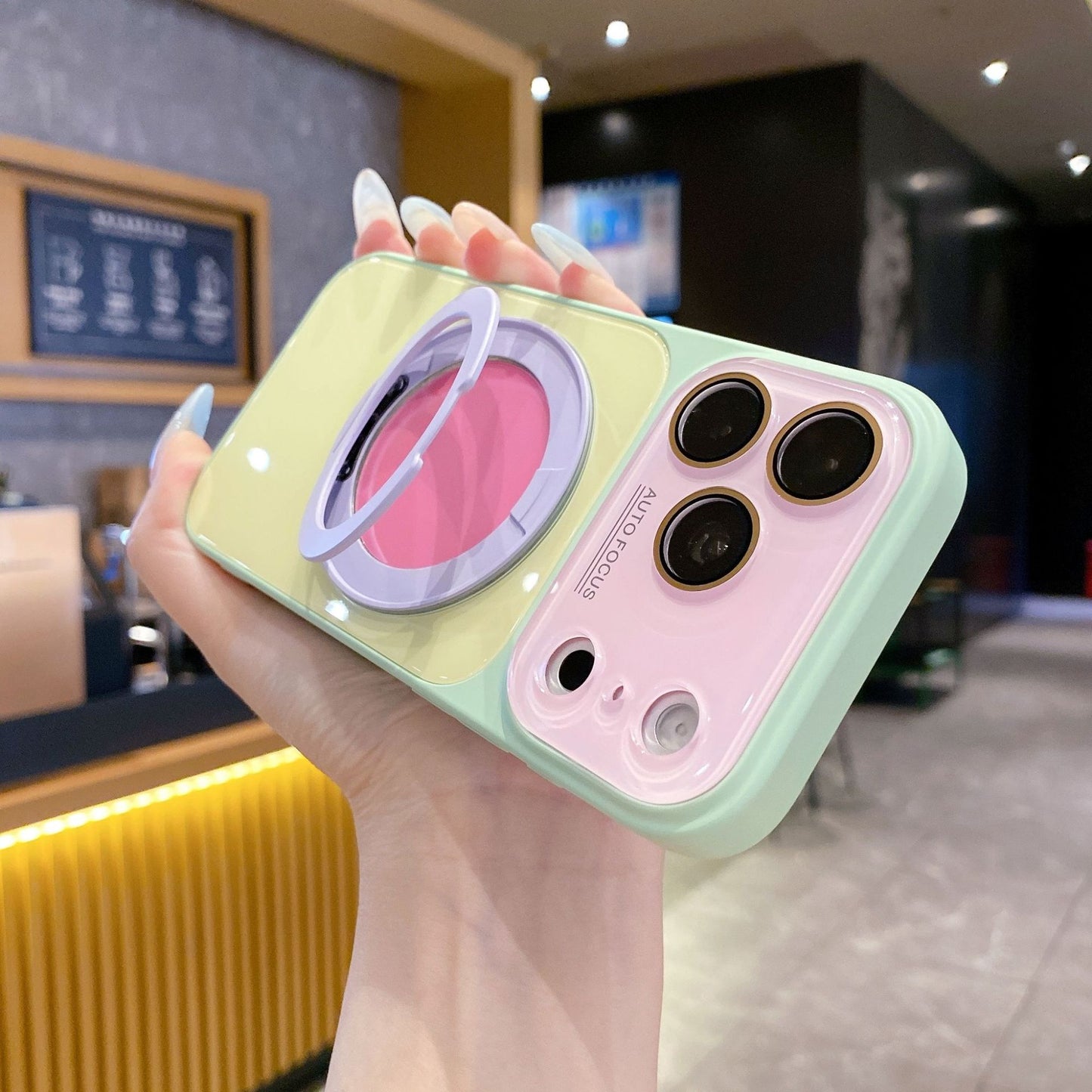 Dopamine Colorblock 360° Rotating Kickstand Magnetic Case for iPhone