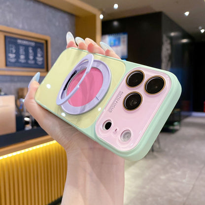 Dopamine Colorblock 360° Rotating Kickstand Magnetic Case for iPhone