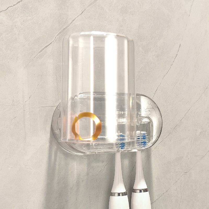 Non-Drill Toothbrush Holder and Cup Set - Hold up to 2 Toothbrushes