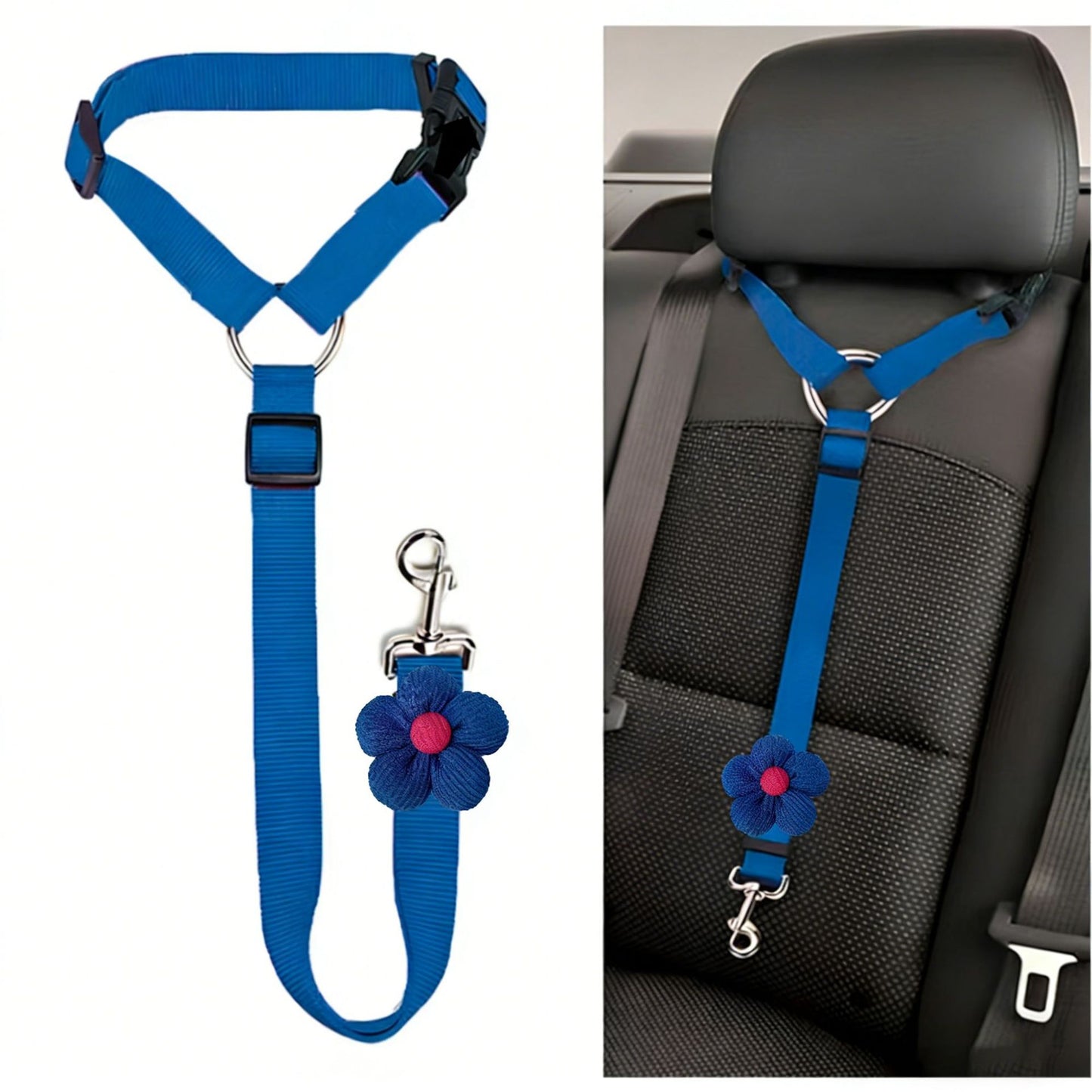 SafeTrave Adjustable Headrest Pet Car Seat Belt for Dogs and Cats