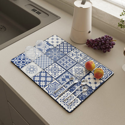 Vintage Draining Mat –Absorbent, Oil-Resistant, Non-Slip & Heat-Proof