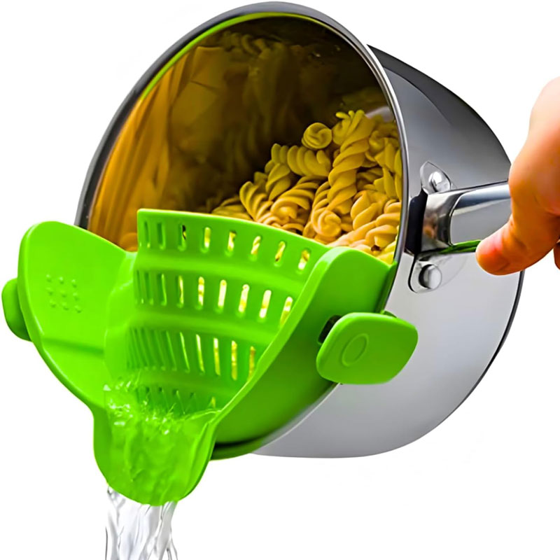 Silicone Clip-On Pasta Strainer for Pots: Hands-Free & Quick Drain