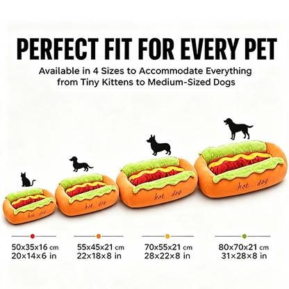PupBun™ Hot Dog Shape Pet Bed for Dogs & Cats