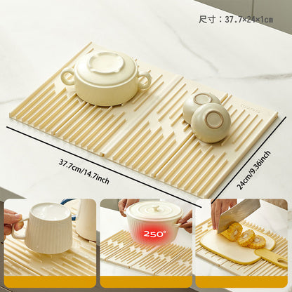 Tri-Fold Sloped Drain & Heat Insulation Mat – Space-Saving & Practical
