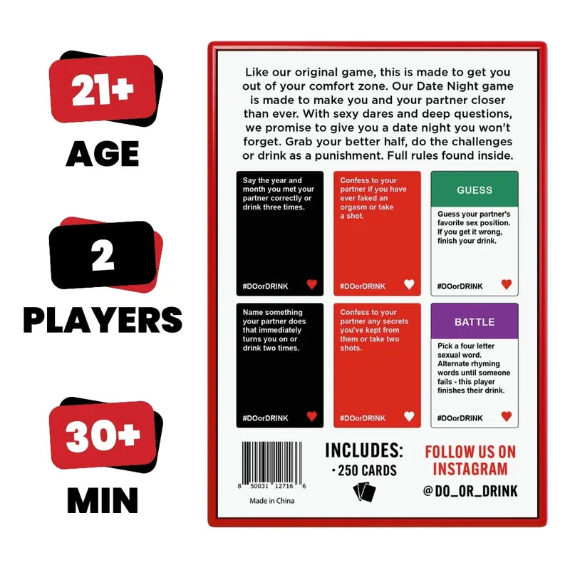 Do Or Drink Date Night Couples Card Game For Adults