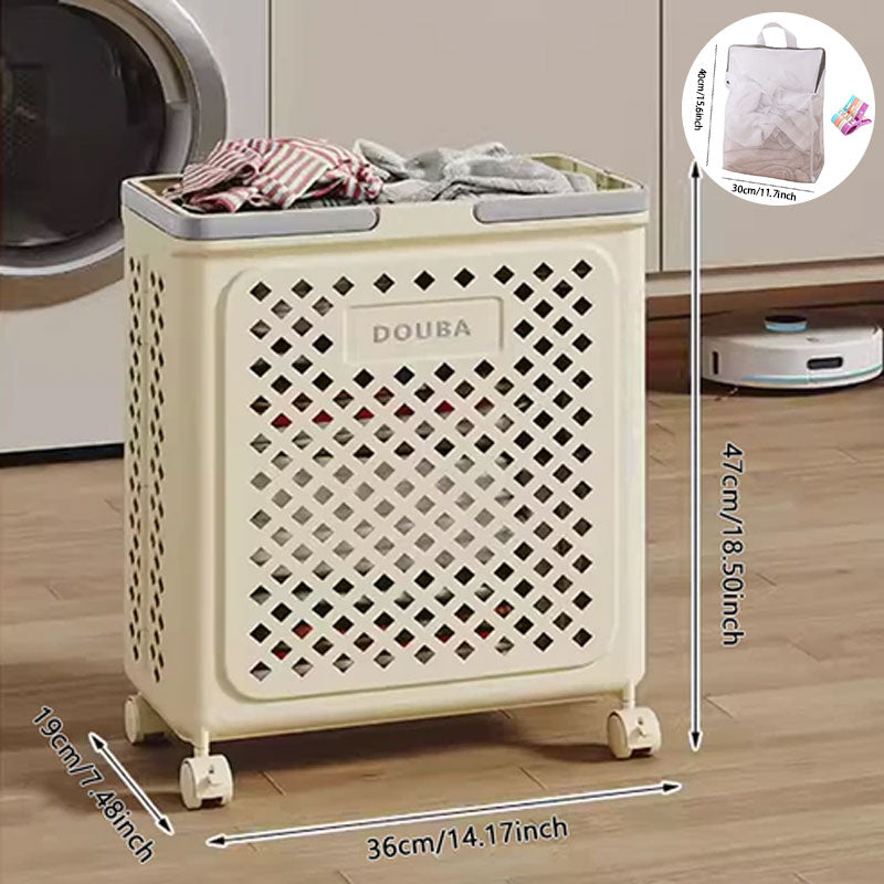 Large Capacity Collapsible Laundry Basket: Breathable Design & Built-In Wheels