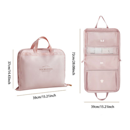 Large-Capacity Travel Clothes Storage Bag: Compartment Design with Handles & Dual Zippers