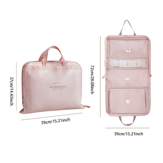 Large-Capacity Travel Clothes Storage Bag: Compartment Design with Handles & Dual Zippers
