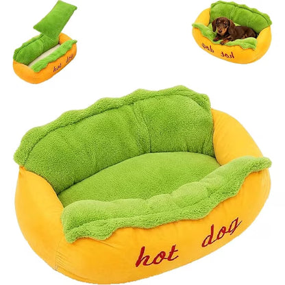 PupBun™ Hot Dog Shape Pet Bed for Dogs & Cats