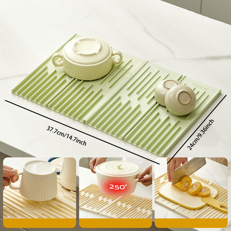 Tri-Fold Sloped Drain & Heat Insulation Mat – Space-Saving & Practical