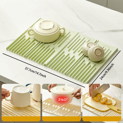Tri-Fold Sloped Drain & Heat Insulation Mat – Space-Saving & Practical