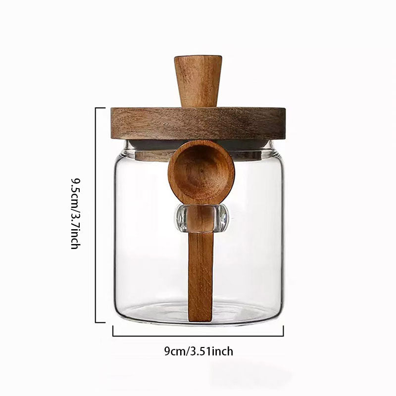 High-Quality Glass Storage Jar – Includes Wooden Spoon